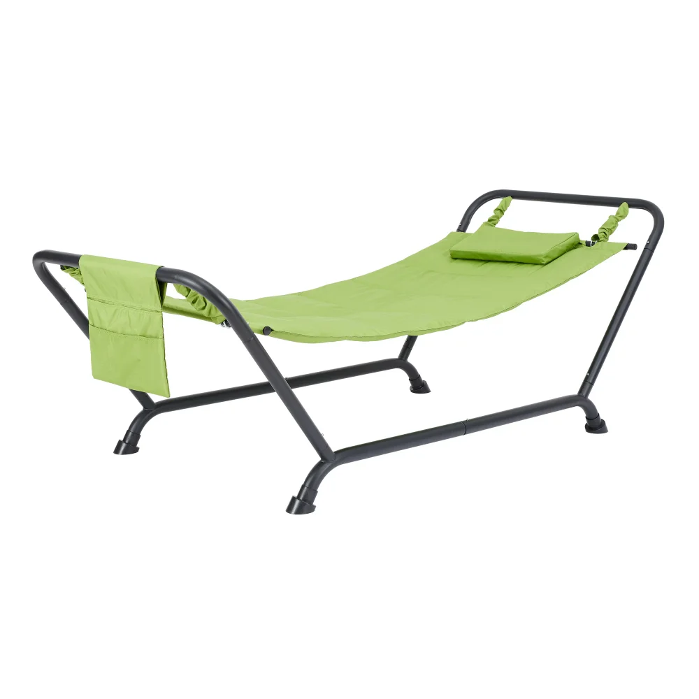 

Mainstays Belden Park Hammock with Stand and Pillow, Outdoor, Material Polyester, Multi color, Assembled Length 90.55"