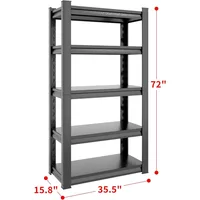 72" H Garage Shelving 2500LBS Heavy Duty Storage Shelves Adjustable 5 Tier Metal Shelves for Storage Garage Industrial Shelving 1