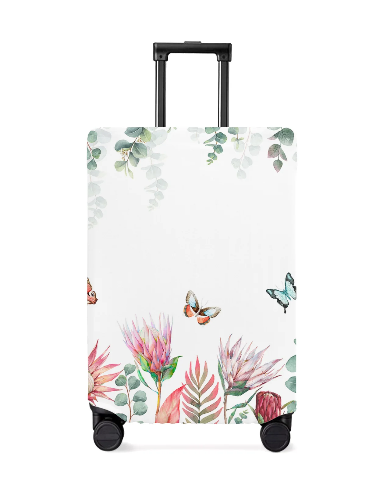 

Idyllic Tropical Plants Flowers Butterflies Luggage Cover Stretch Baggage Dust Cover for 18-32 Inch Travel Suitcase Case