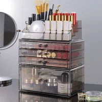 Desktop Makeup Storage Box Multi-layer Drawer Lipstick Organizer Multi-functional Storage Transparent Black Makeup Organizer 1