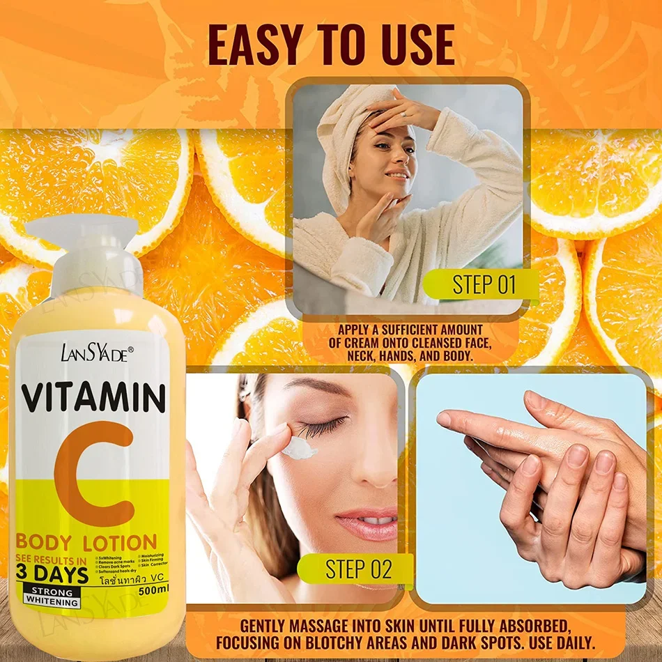 VC Whitening Body Lotion Nicotinamide See Results In 3 Days Moisturizing Lightening Body Cream Lotion Cold White Skin All 500ml 5