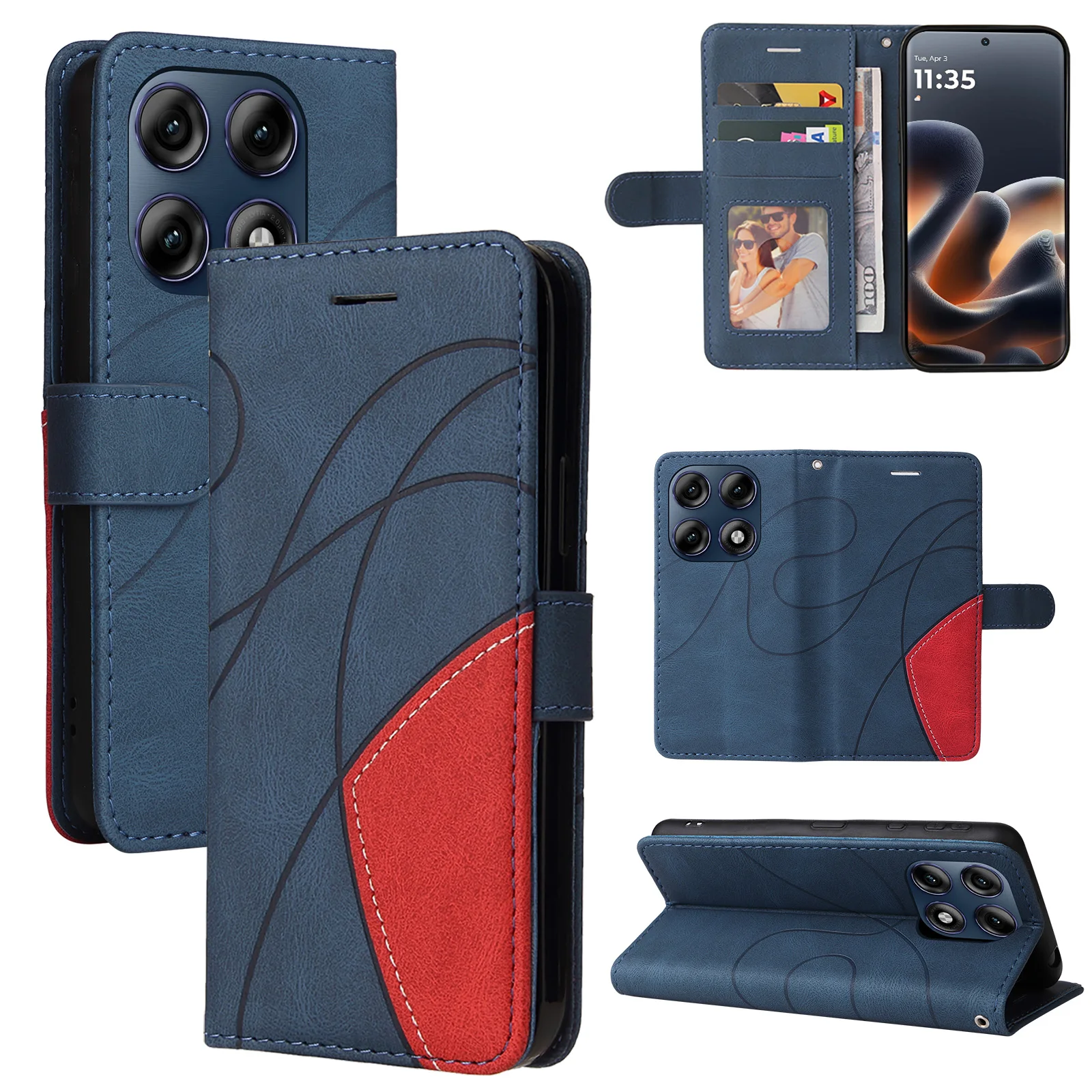Deluxe Leather Wallet Flip Case with Kickstand and Card Holder