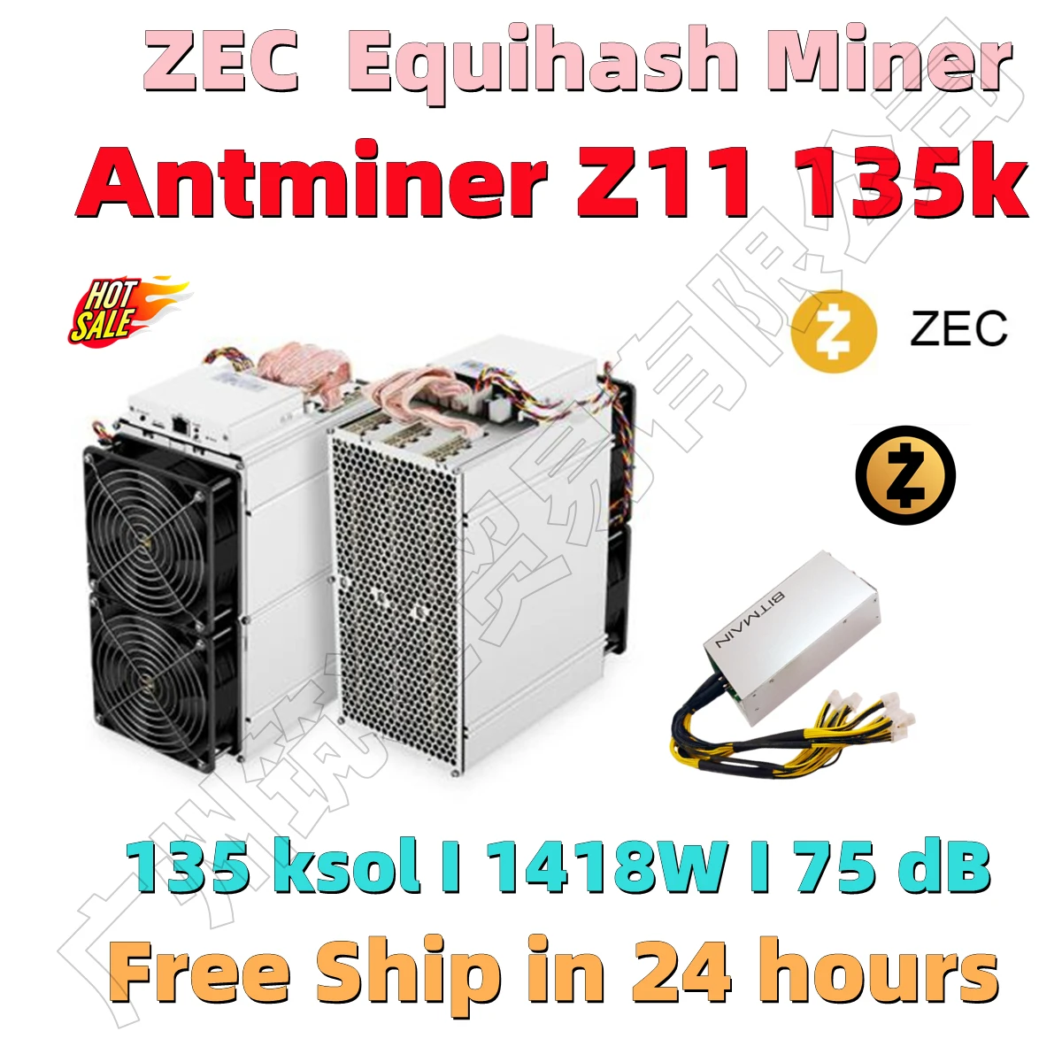

In Stock ZEC Miner Antminer Z11 135k Sol/S 1418W With BITMAIN 1800W PSU Better Than Innosilicon A9 Antminer S9 S11 S15 T15 Z9