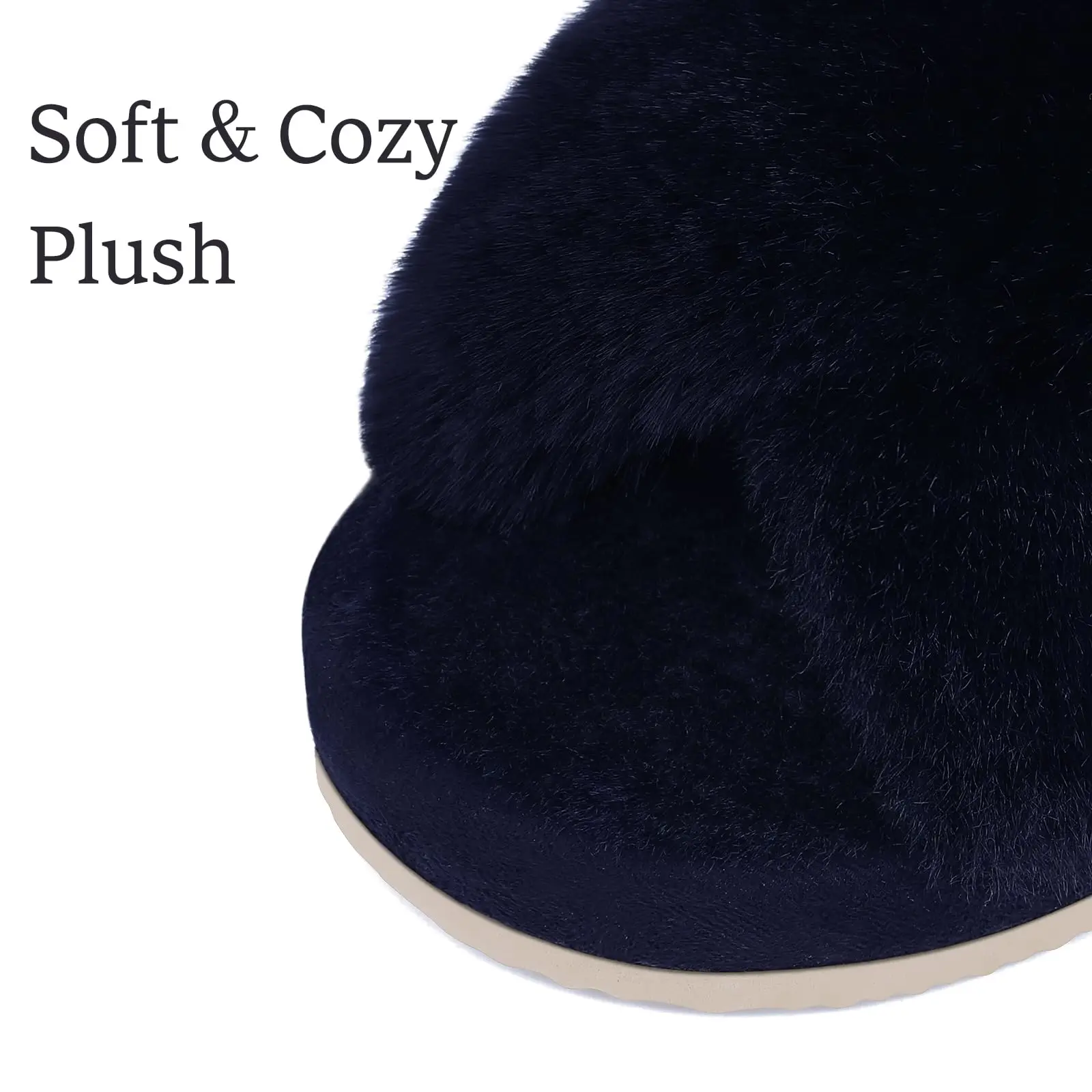 Shevalues Winter-Fuzzy-Hausschuhe für Damen, flauschige, rutschfeste Rutschen, warme Fell-Baumwoll-Rutschen, dicke Sohle, Kreuzband-Damen-Hausschuhe – Detail 23