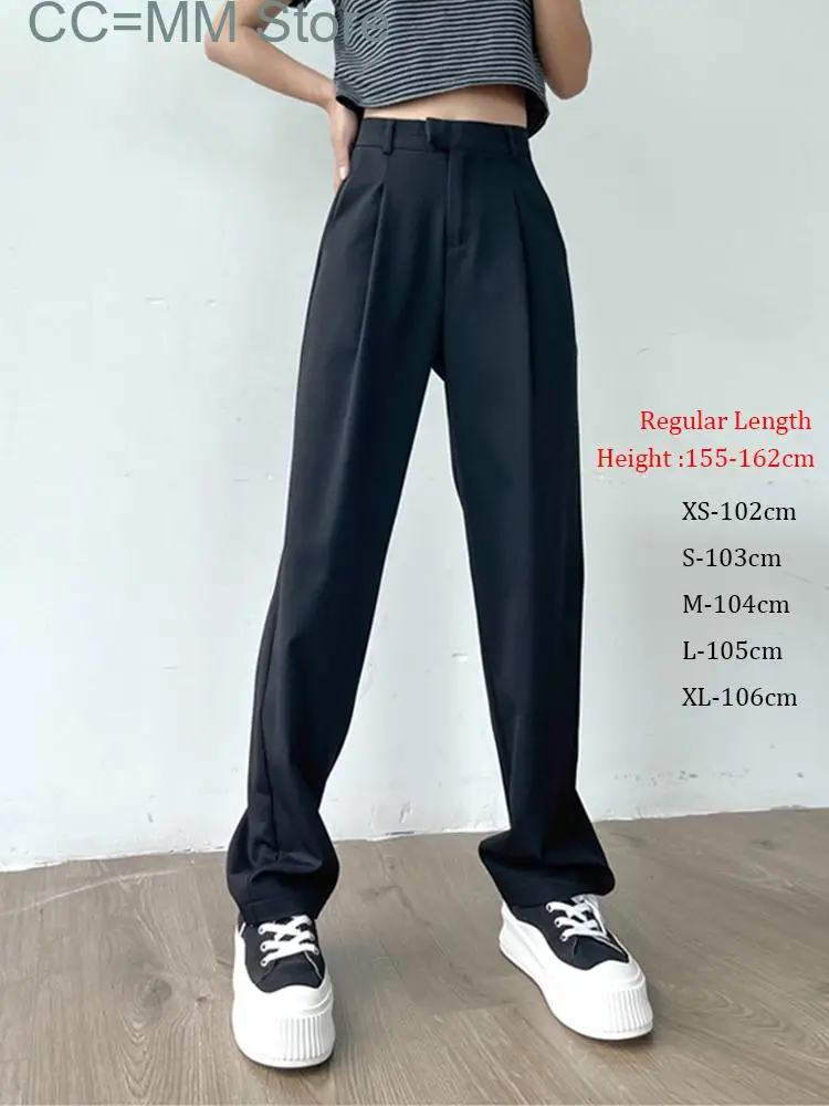 New Wide Leg Pants Korean Fashion Casual Loose Straight Female Trousers High Waist Office Ladies Suits Pants