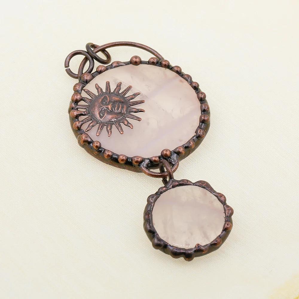 

Wholesale Large Bohemian Welded Round White Crystal Vintage Sun Pendant Bohemian Jewelry