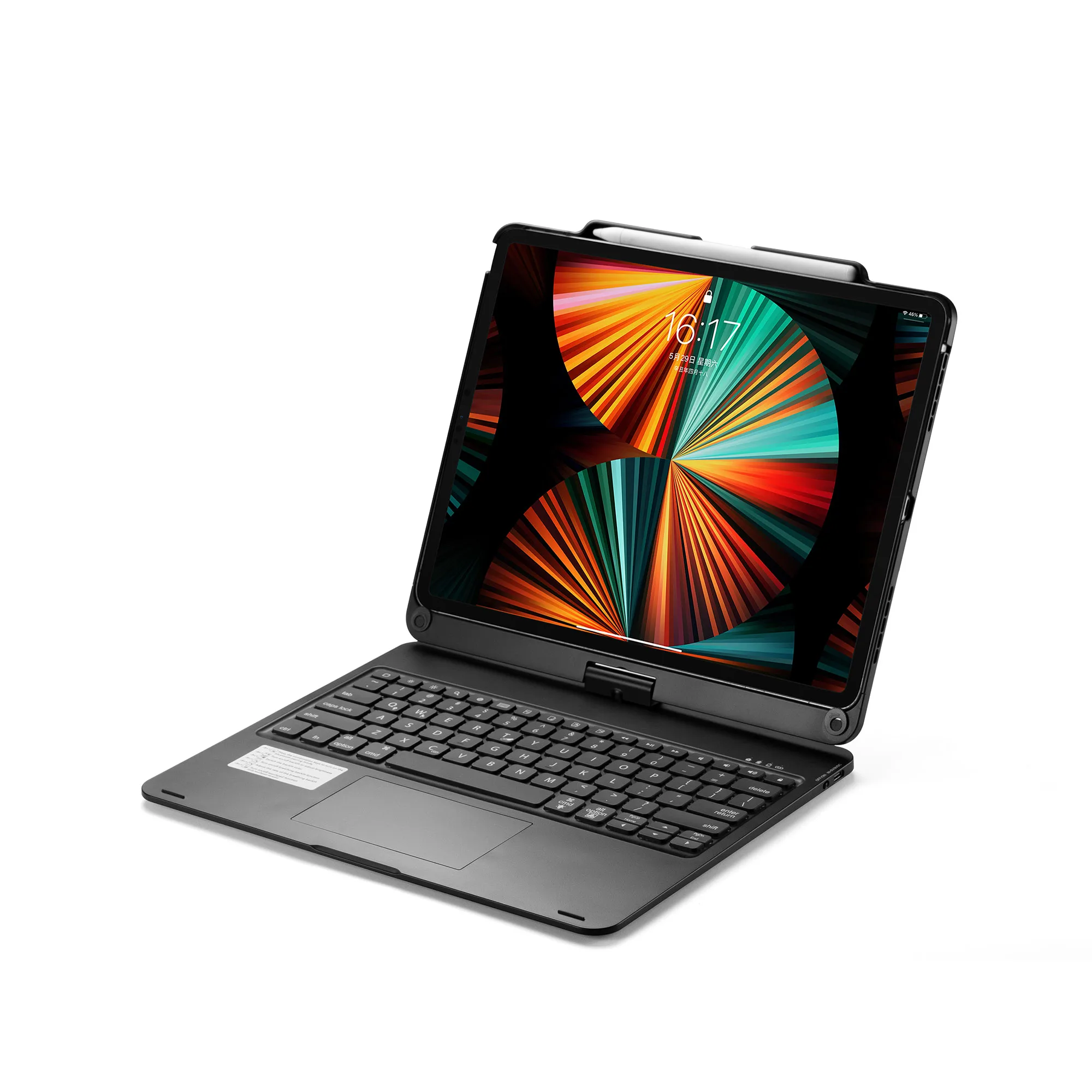 Touchpad BT Wireless Keyboard Case 360 Degree Rotate 7 Colors Backlight For iPad Pro 12.9