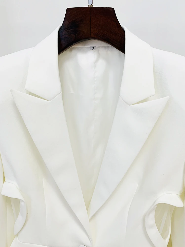 سترة نسائية بأزرار مفردة وبناطيل بفتحة ، طقم أزياء...