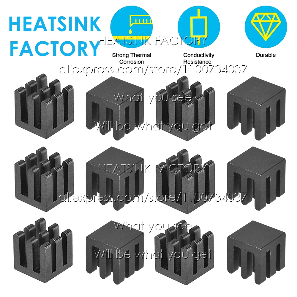

Черный зигзагообразный алюминиевый радиатор для охлаждения 10x10x10 мм, радиатор для электроники, радиатор для чипа MOS GPU IC