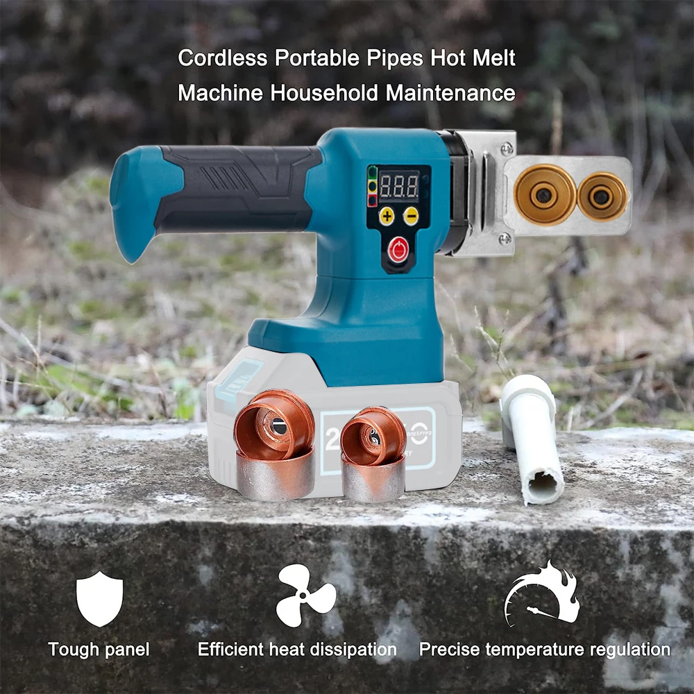 Welding Machine Water Pipe Melter 350W Digital Display Temperature Adjustment Handheld Welding Machine for Makita 18V Battery 6