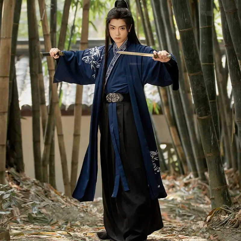 

Hanfu Men Song Dynasty Changgan Temple Daily Embroidery Two-color Domineering Student Hanfu Men Suit