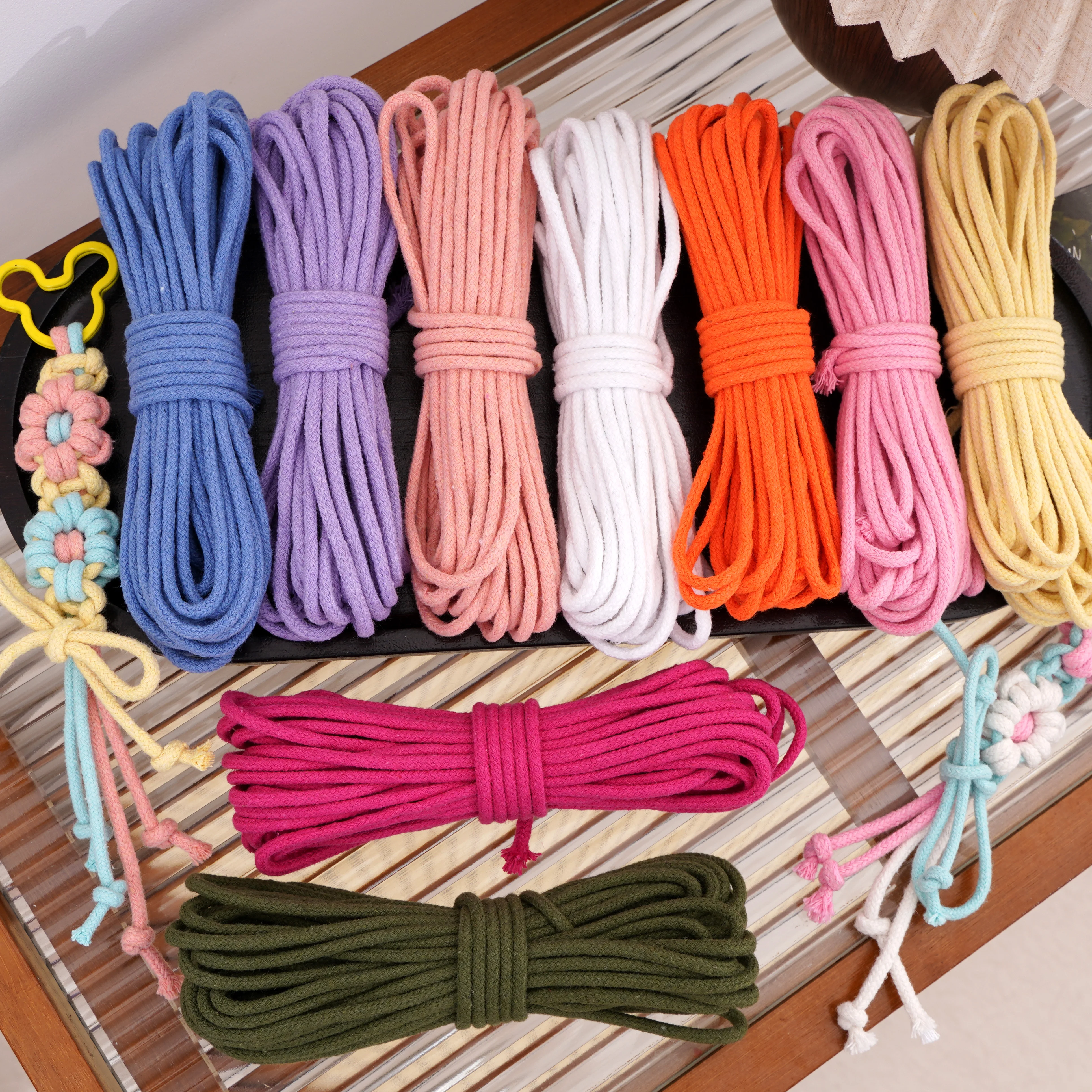 Vibrant Multicolored Braided Cotton Cord for DIY Jewelry and Crafting