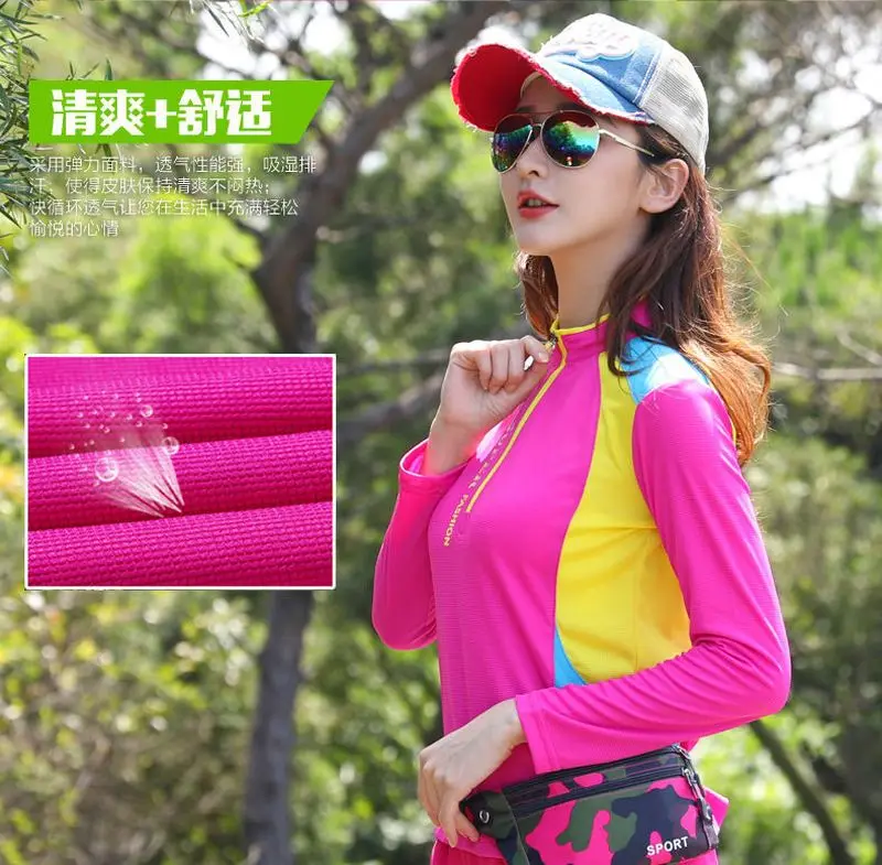 Hiking T-shirts Elastic Breathable Anti-Uv Quick Dry Hiking T-shirt Women Trekking Long Sleeve T Shirt Outdoor Sport Men T-shirt