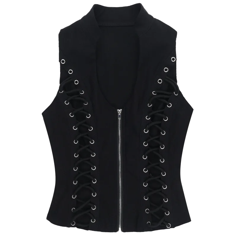 Women's Gothic Zip Slim Tank Top