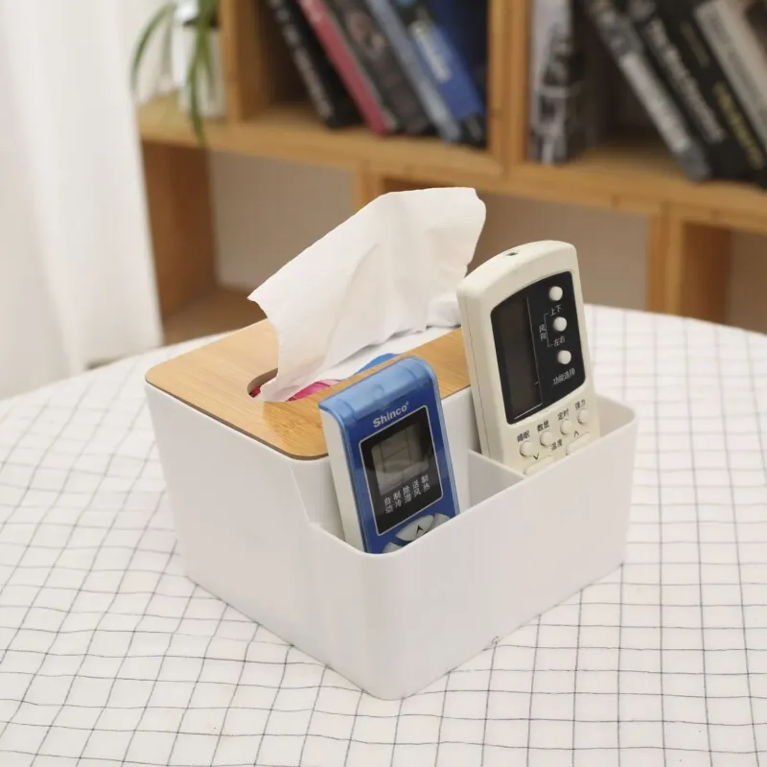 Elegant, Practical and Divided White Tissue Box with Nordic Wood Grain INS Style  Dormitory and Bedroom, Small Item 3