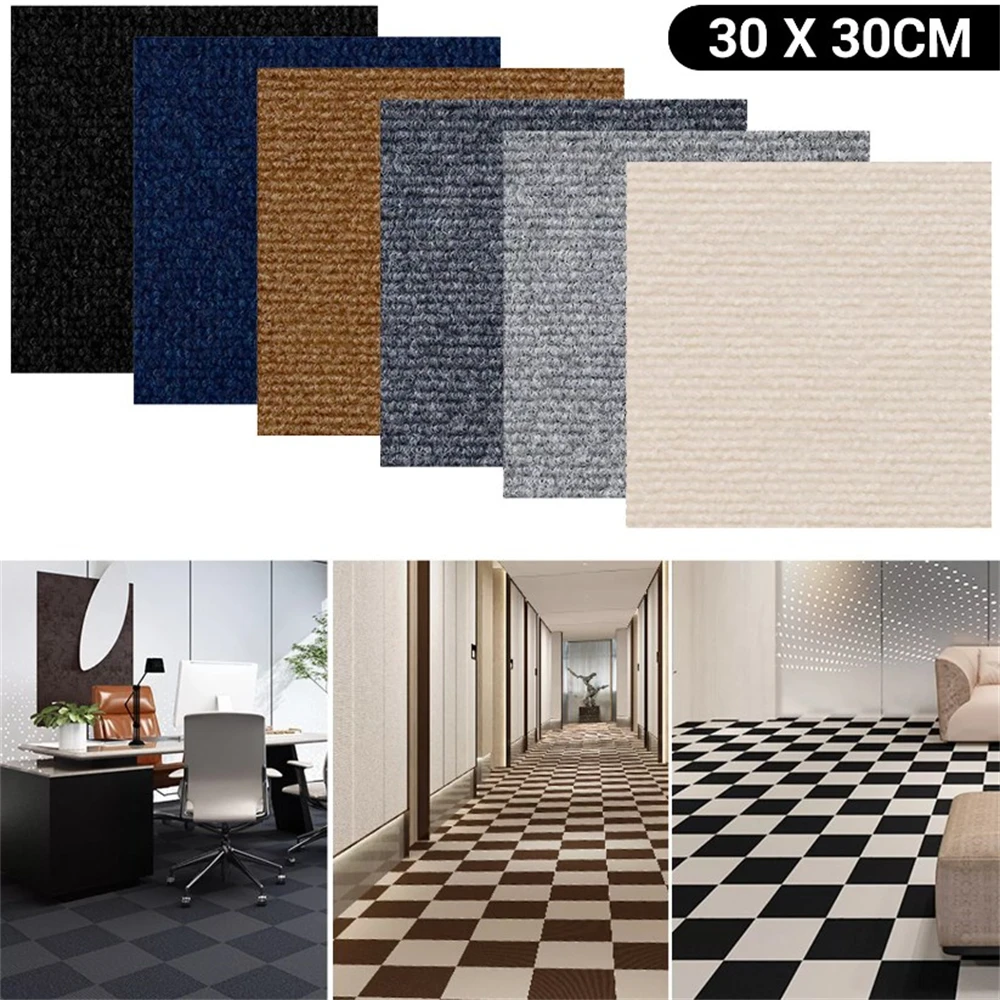 20pcs DIY Self Adhesive Carpet Floor Tiles Sticker Square Rugs Peel And Stick Mat Flooring for Kitchen Home Decor Carpets floor mat