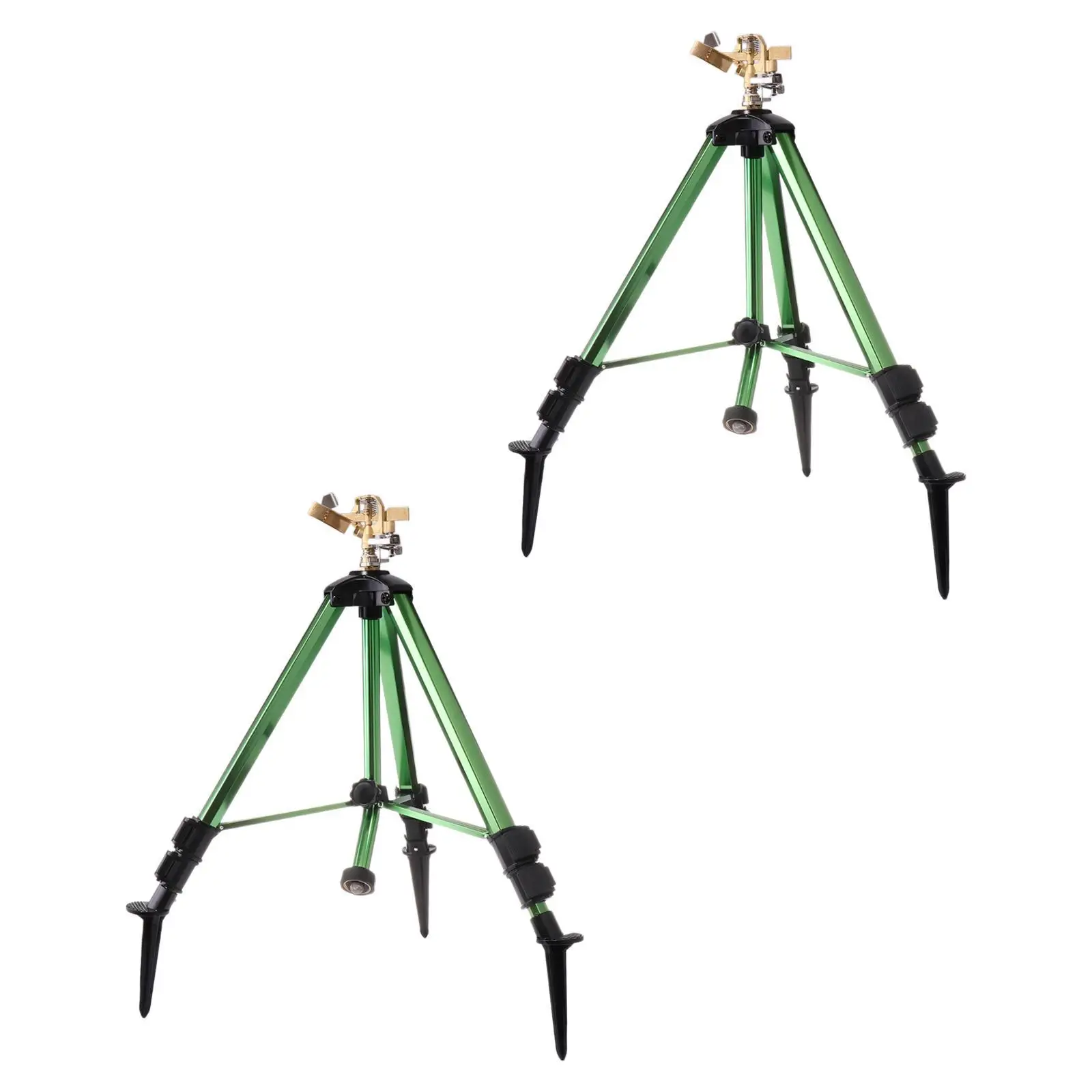 2 Pieces Impact Sprinkler Head on Tripod Base Adjustable 3/4 inch Connector Tripod Lawn Brass Impact Sprinkler for Lawn Garden