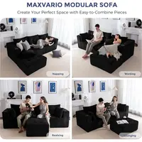 Modular Sectional Sofa Couch, L Shaped Modern Cloud Couch with 1 Ottoman, Sofa in A Box, Tufted 4-Seat Boneless Sleeper Chair fo 3