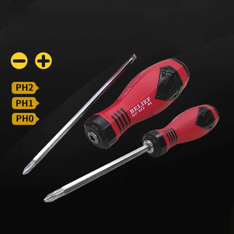 

Multifunctional Two Head Dual Purpose PH0 PH1 PH2 Screwdriver S2 Steel Industrial Grade Screwdriver Cross Slotted Hand Tools