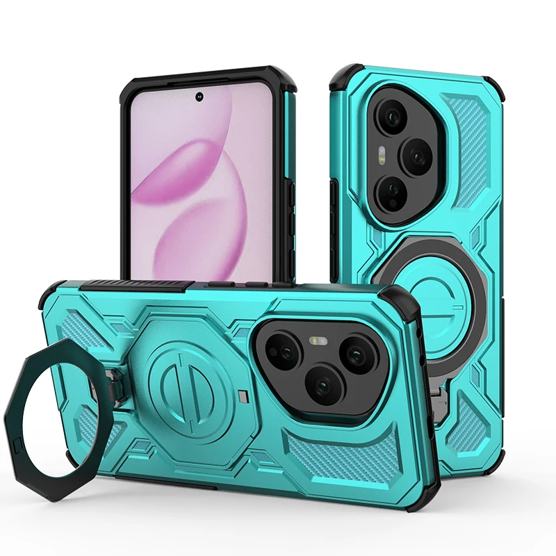 Magnetic Metal Ring Holder Rugged Back Case with Wireless Charging Capability