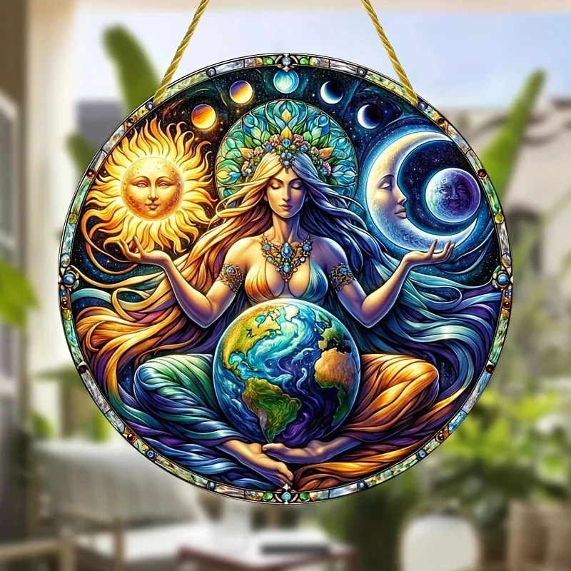 🌞🌙 Sun & Moon Harmony Sun Catchers – Acrylic Stained Glass-Style Cosmic Window Art 3