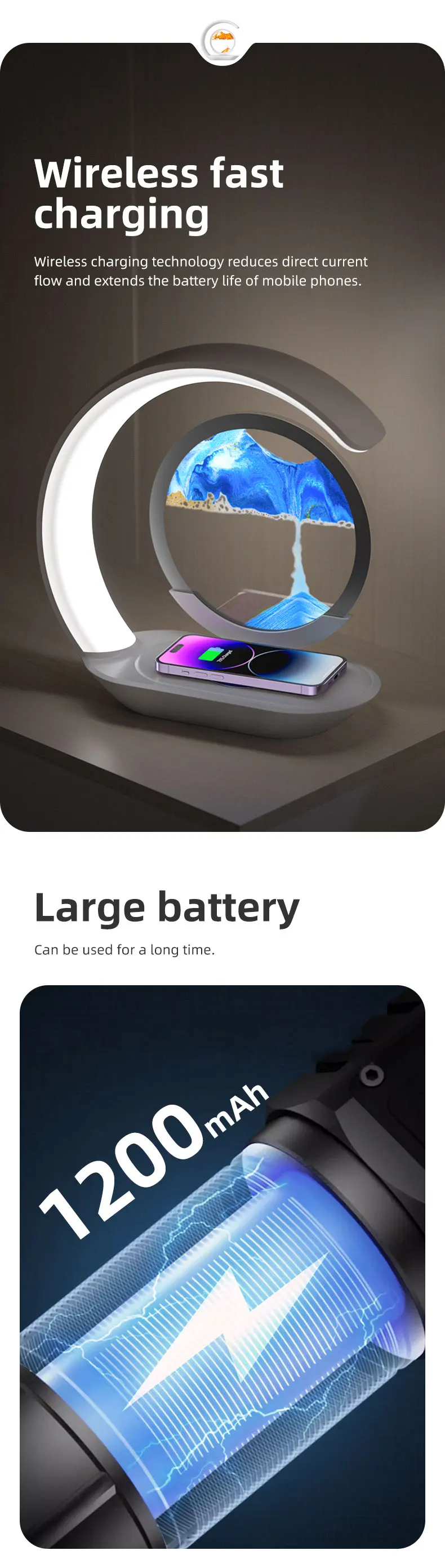 2024 New Desktop Type-c Sand Painting Night Light Two Dimming Modes Touch Control Can Charge Mobile Phones Bedroom Ornaments