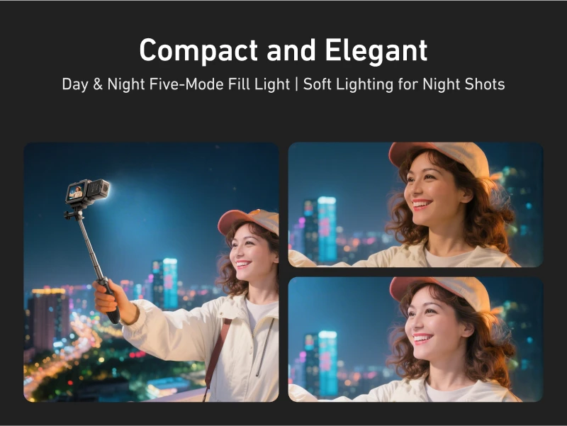 TELESIN Quick Release Fill Light Mini Waterproof Selfie Light For OSMO Action 2
