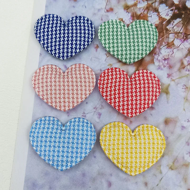 어린이 머리띠 헤어 클립 액세서리, 신발, 모자 장식 패치에 대 한 60Pcs 스트라이프 하트 패딩 된 Applique