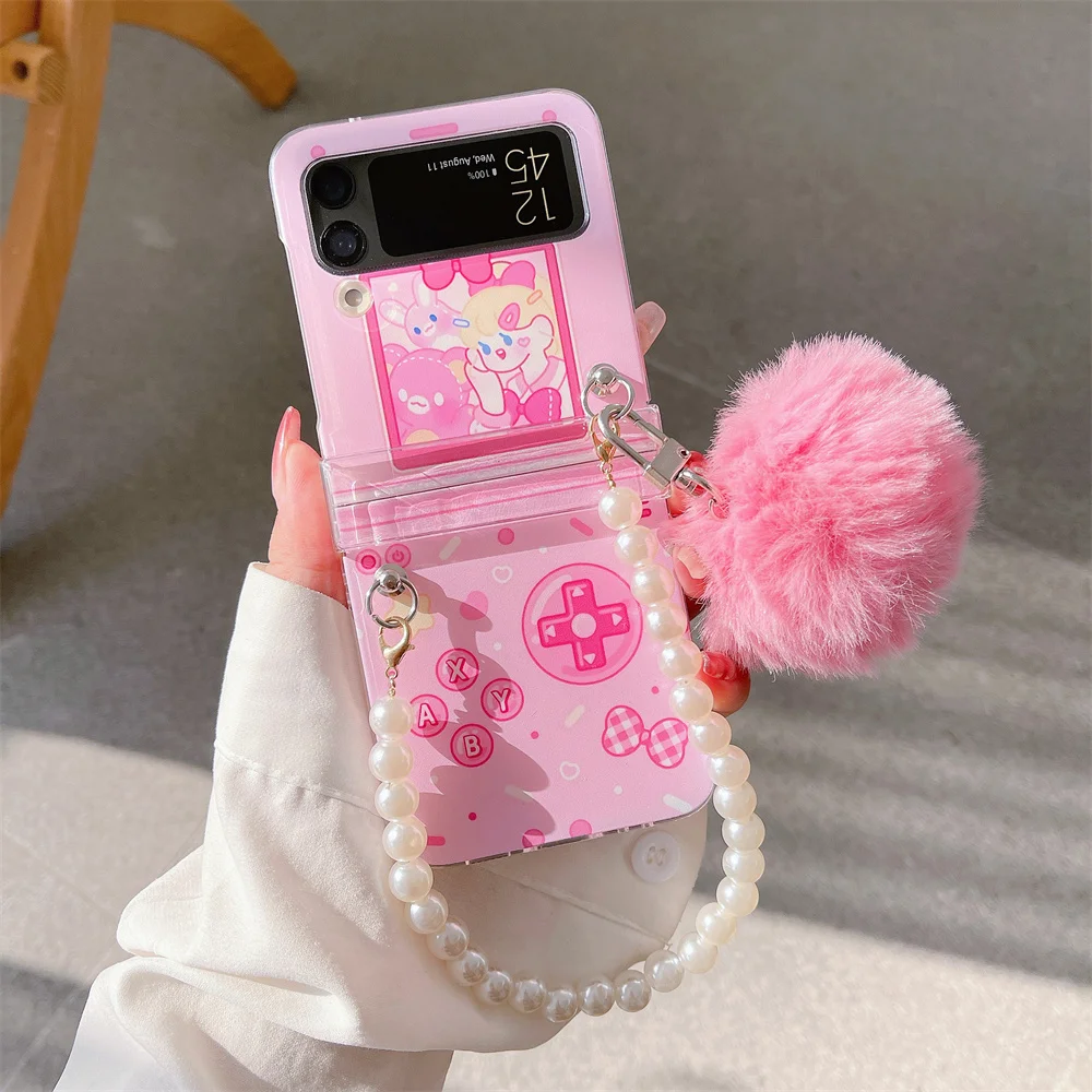 Korean Cartoon Pearl Bracelet Hairball Wrist Chain Case Cover