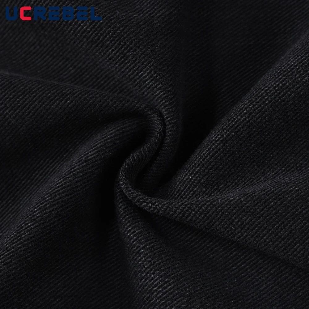 Multi-Pocket Flared Pants Mens High Street Washed Black Casual Straight-leg Pants Men Jeans 6