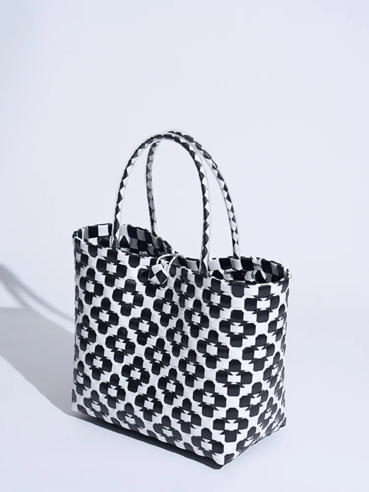 JNMC Design Sense Four Seasons Plum Blossom Handwoven Vegetable Basket Handheld Bag For Women