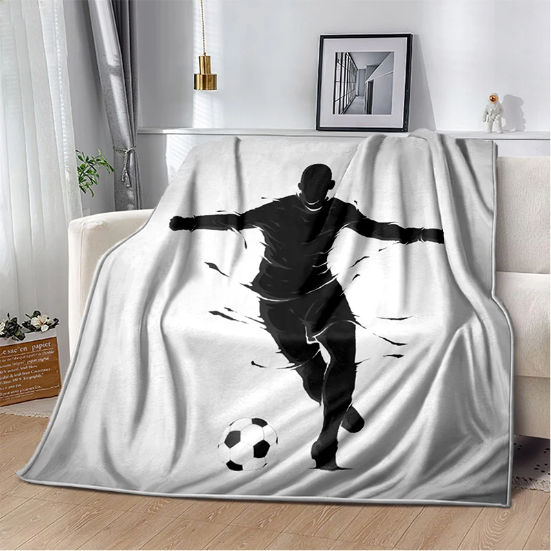 

3d Soccer Football Sports Silhouette Pattern manta sofa bed cover soft blanket plaid Soft Warm Flannel Throw Blankets Fans gift