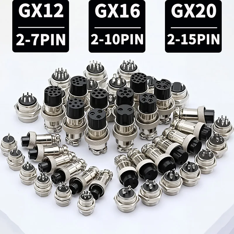GX12 GX16 GX20 กันน้ําการบิน Connector 2 3 4 5 6 7 8 9 10 12 15Pin M/F, 5/10/20 ชุดสําหรับอุตสาหกรรมเครื่องจักรแผงสายไฟ 1