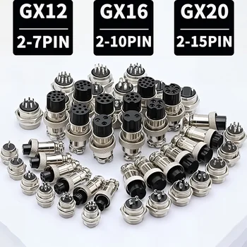 GX12 GX16 GX20 กันน้ําการบิน Connector 2 3 4 5 6 7 8 9 10 12 15Pin M/F, 5/10/20 ชุดสําหรับอุตสาหกรรมเครื่องจักรแผงสายไฟ 1