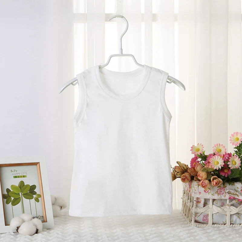 2-9T summer children vest kids girls boys solid color tops sleeveless undershirts tees shirts white cotton breathable T shirt kids tops
