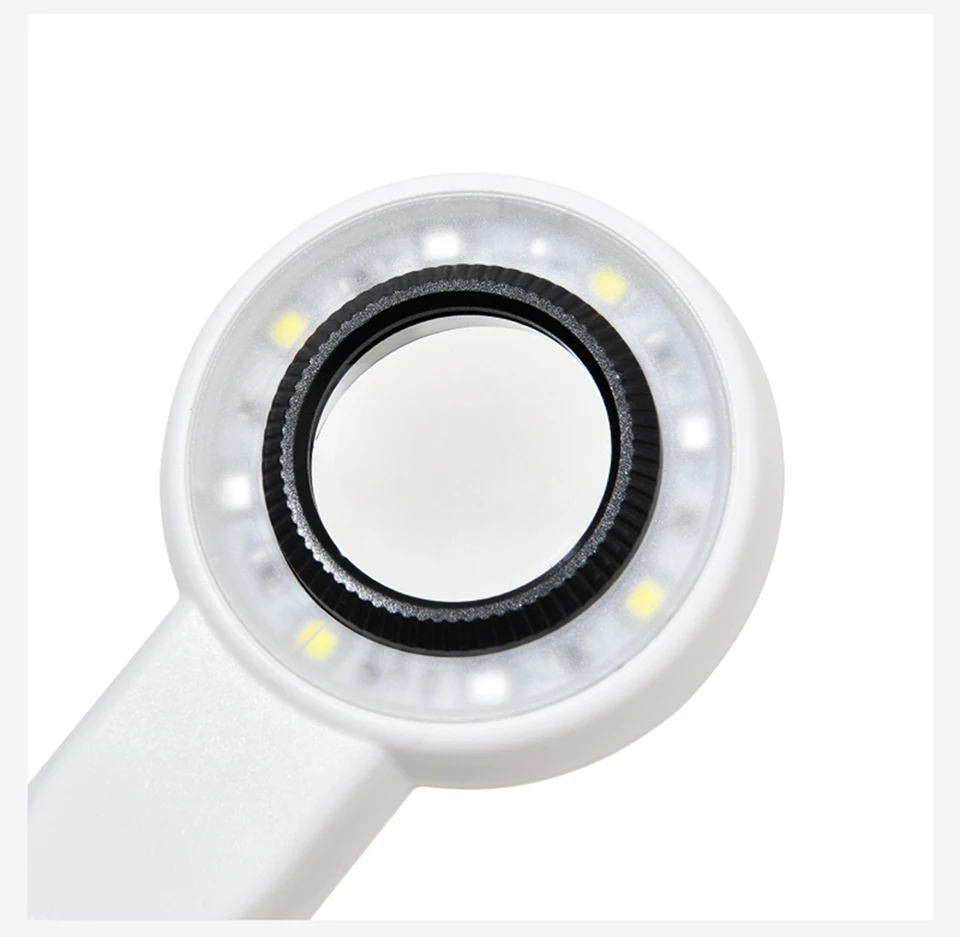 60-fache wiederaufladbare Handlupe mit 4-LED-Hilfsbeleuchtung + 4UV-Lampe, beleuchtete Lupe zum Lesen/Reparieren – Detail 14