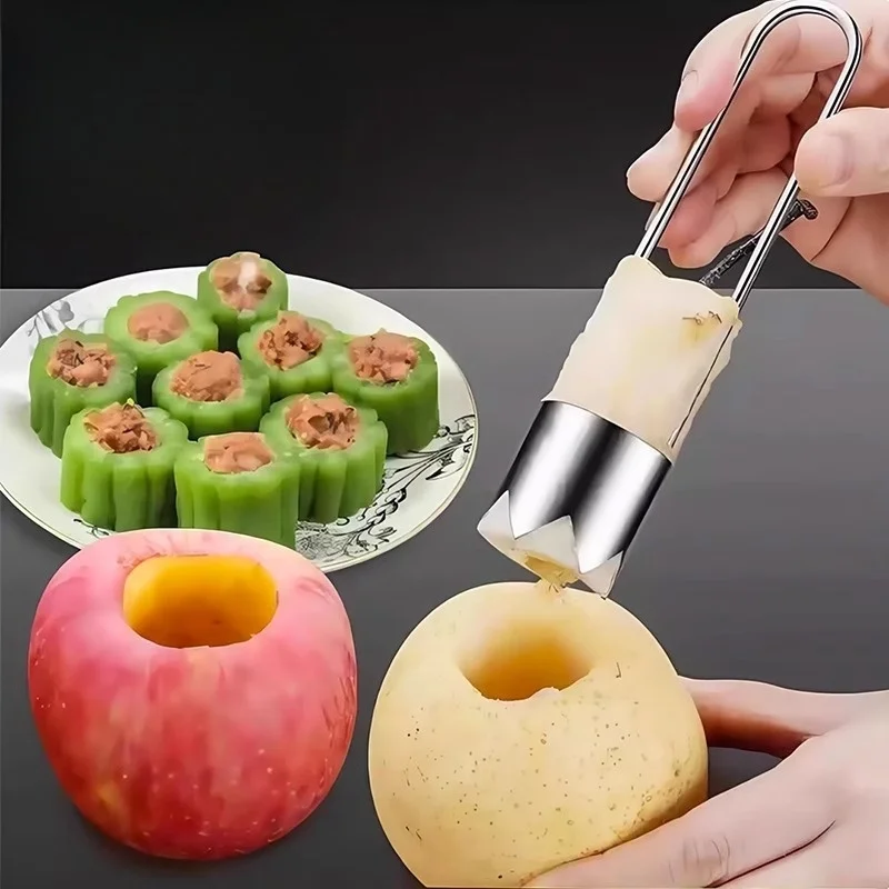 Kitchen Stainless Steel Fruit Core Remover Apple Pear Bell Peppers Pitter Extractor Tool Versatile Vegetable Core Puller Gadgets
