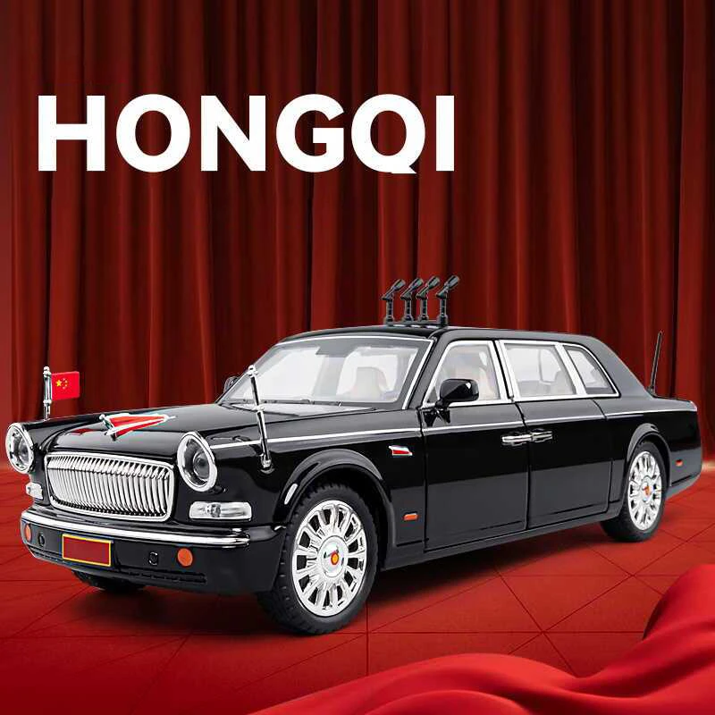 1:24 HONGQI L5 군사 퍼레이드 자동차 합금 모델 자동차 장난감, 다이캐스트 금속 주조 소리 및 경량 자동차 장난감, 어린이 차량용