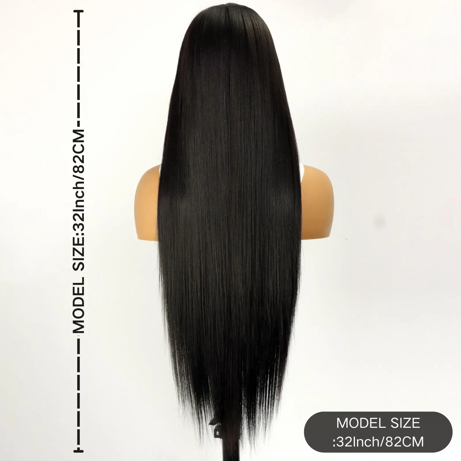 Black 13x4 Lace Front Wigs 32 Inch Long Straight Synthetic Wigs Free Part Lace Front Wig(32Inch)