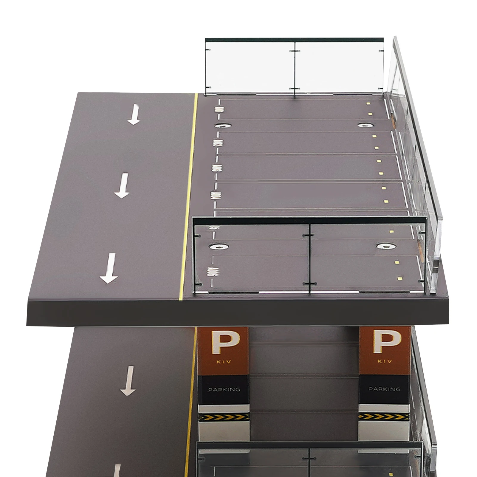 Diorama 4-Story 1/64 Acrylic Garage Model Car Parking Lot Backdrop Car Display Home Decoration and Storage, Educational Toys 4