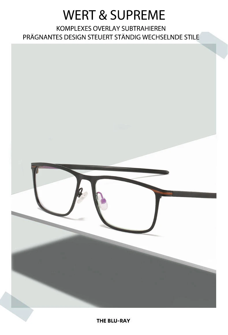 Mode Hohe Qualität Legierung Männer Brille Rahmen Optische Brillen Vollrand Business und Sportliche Komfortable UV400 – Detail 4