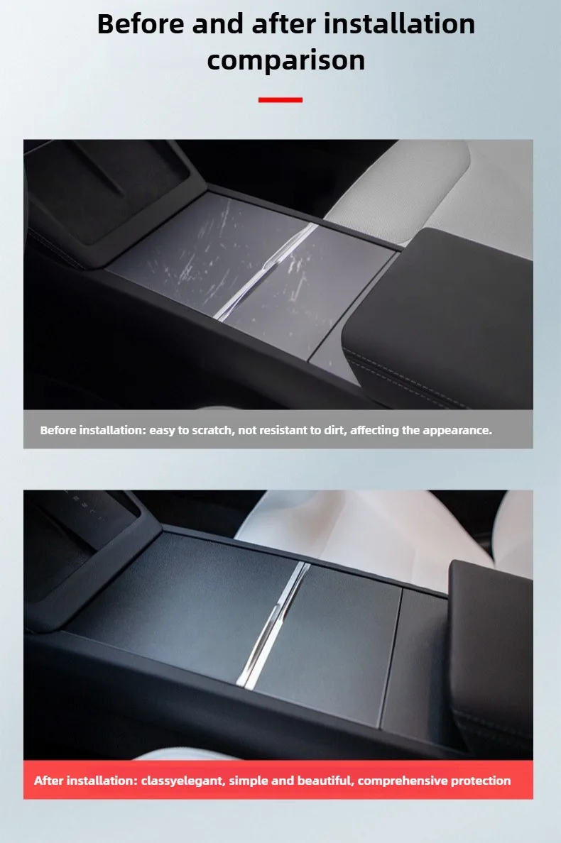 Für Tesla Model Y Juniper 2026 Model 3 Highland Mittelkonsolen-Abdeckung Schutzfolie Zentrales Bedienfeld Aufkleber Zubehör – Detail 3