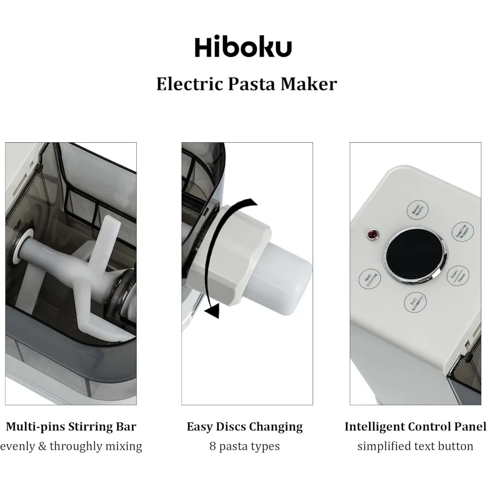 Electric Noodle and Pasta Maker Machine Automatic for 2-4 Servings, Spaghetti, Dumpling and More, 4 Intelligent Modes, White 2