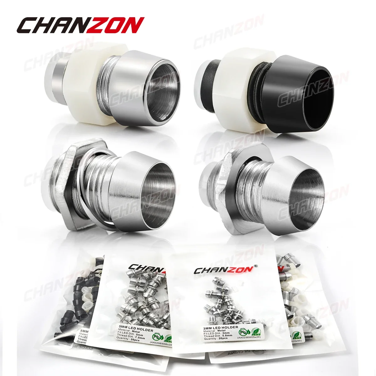 3mm 5mm LED 홀더 소켓 클립 베젤 발광 다이오드 램프베이스 커버 금속 크롬 플라스틱 디스플레이 마운트 패널 Blub ..