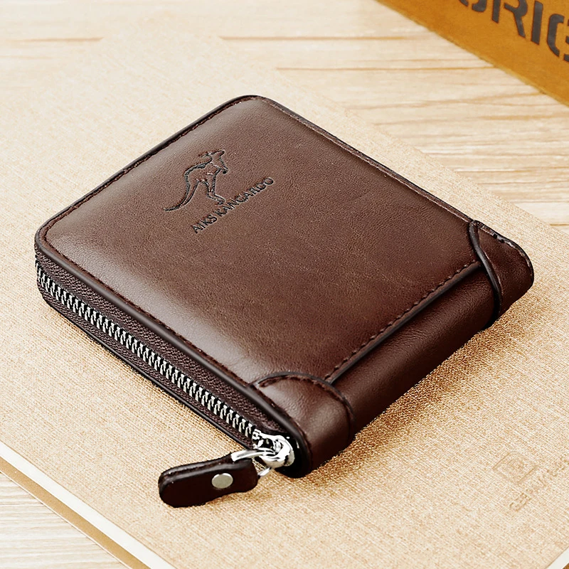 Genuine Leather Wallets Men Long Slim Men's Purse With Passport Card Holder Zipper Coin