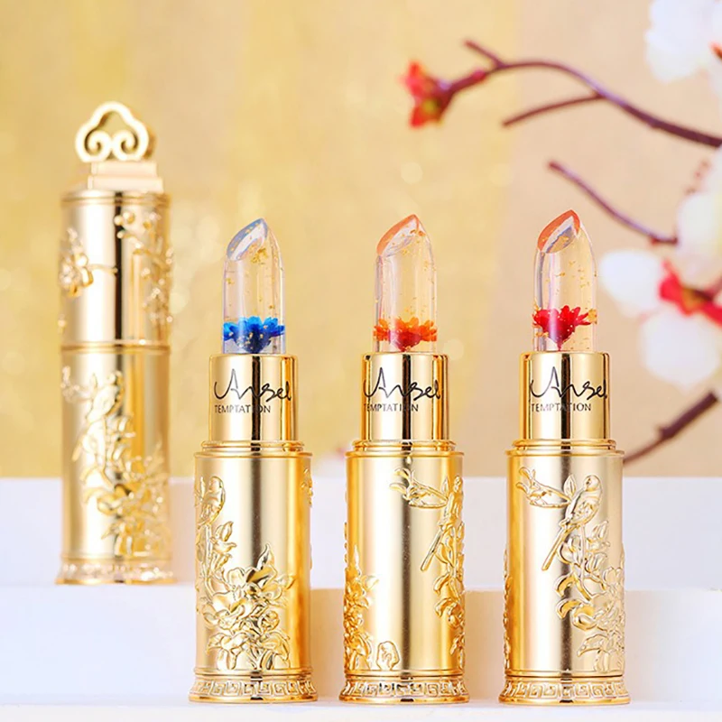 

Waterproof Flower Lipstick Jelly Flower Transparent Color Changing Lipstick Long Lasting 6 Colors Flower Lipsticks Lip Balm