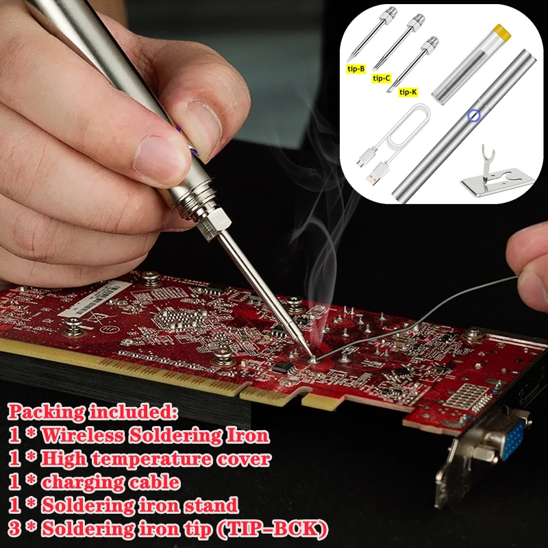 

Rechargeable Soldering Iron Kit Wireless Charging Home Welding Solder Repair Tools USB Lithium Battery 60 Seconds Protection
