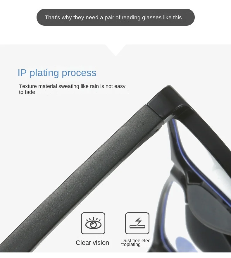 3PCS Mode TR90 Lesebrille für Männer Frühling Bein Sport Presbyopie Brille Anti Blaues Licht Gläser + 100 ~ + 400 – Detail 3