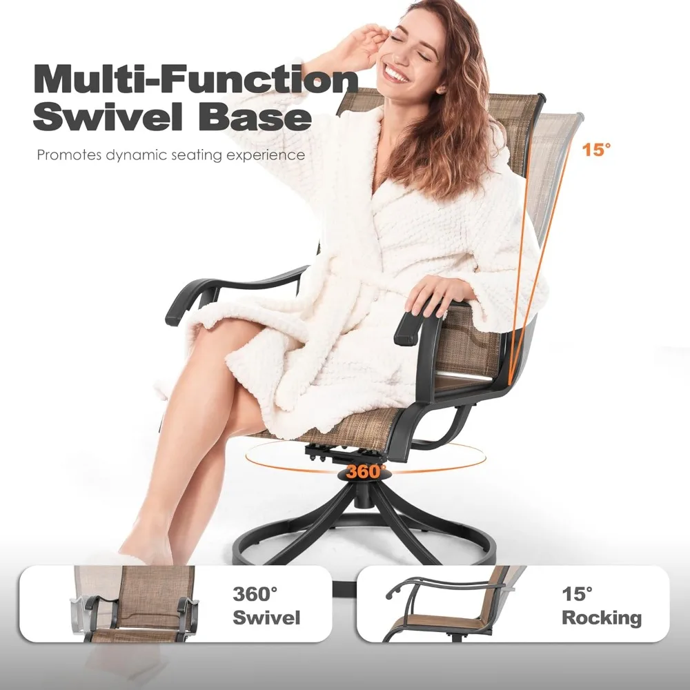 Outdoor Swivel Rocker Dining Chairs Set of 2 6