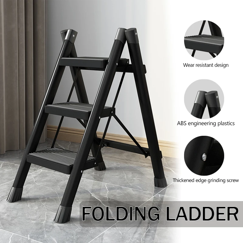 Folding Step Stool 2/3/4 Step Carbon Steel Foldable House Portable Ladder Stable for Home Multifunctional